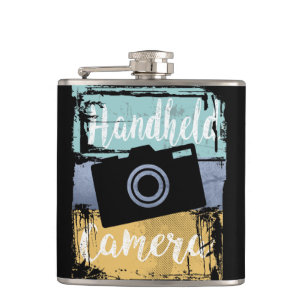 T-shirt fotograaf - camera met retro heupfles