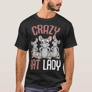 T-shirt Fou Rat Lady Femmes Filles Rat Lover