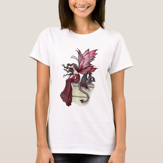 T-shirt Fougueuse Ruby Gothique Rouge Fée et Dragon (Devant)