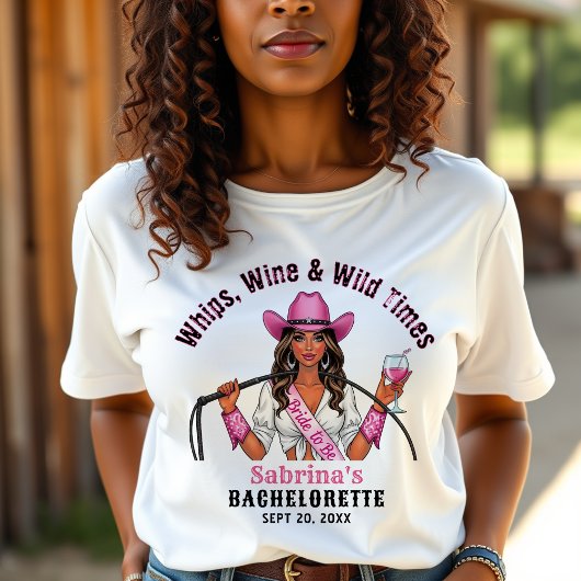 T-shirt Fouille de Fille de Cowboy Fustige Vin & Moments S