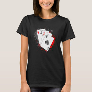 T-shirt Four Aces Poker Card Casino Texas Holdem Tournamen