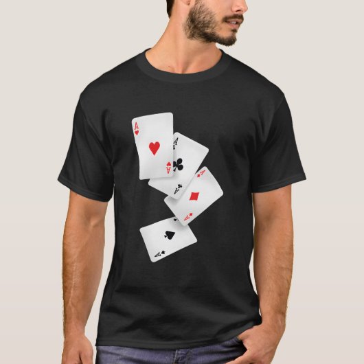 T-shirt Four Aces Poker Pro Lucky Player Winner Hand (Devant)