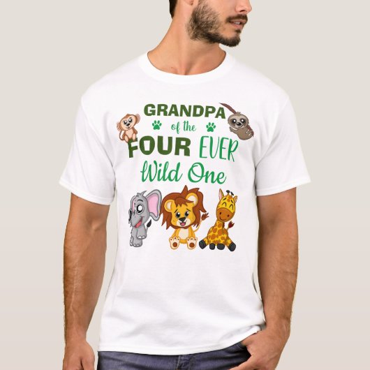 T-shirt Four Ever Wild 4e anniversaire Safari Animal Grand (Devant)