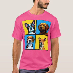 T-shirt Four framed dogs on Yellow background