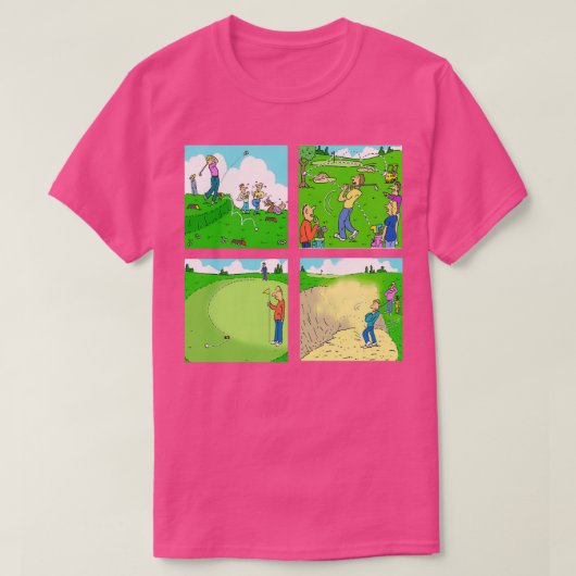 T-shirt Four Fun Golf Illustration Scenes (Design devant)