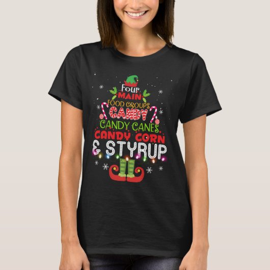 T-shirt Four Main Foods Elf Buddy Christmas Pajama (Devant)
