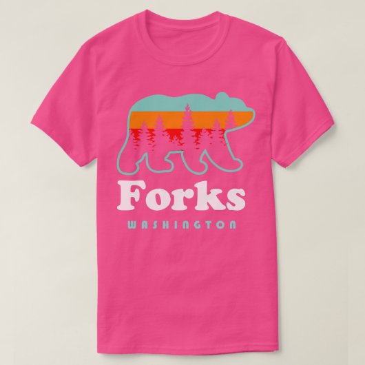 T-shirt Fourches Washington Mountains Retro Bear Vacances (Design devant)