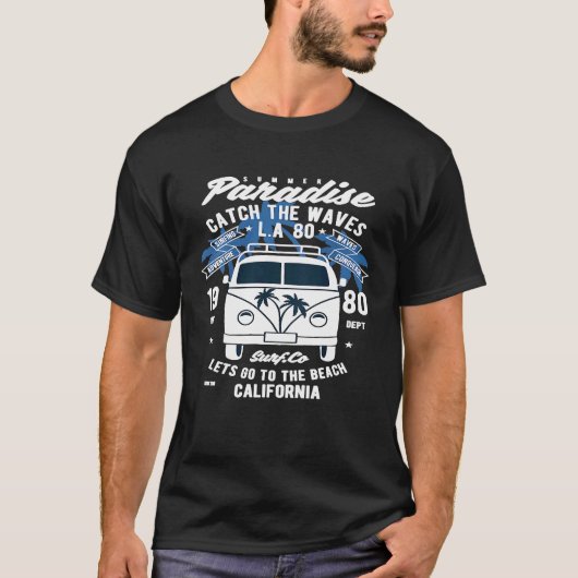 T-shirt Fourgonnette de surf Catch the Waves (Devant)
