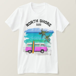 T-shirt Fourgonnette rose vintage North Shore Oahu Hawaii