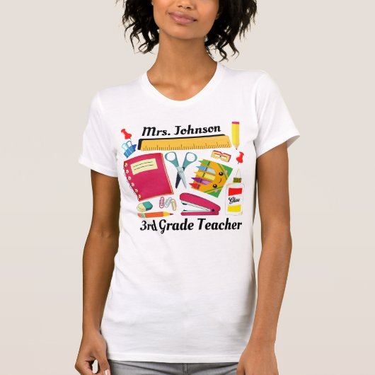 T-shirt fournitures scolaires de 3e année pour ens (Devant)