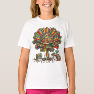 T-shirt Fournitures scolaires enfants élémentaires fleurs