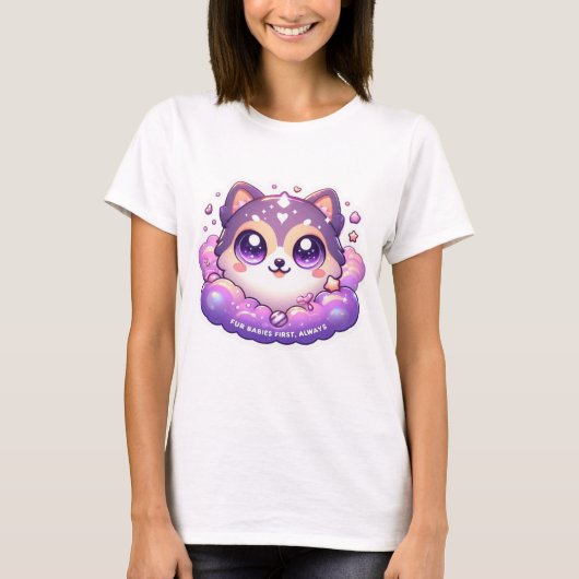 T-shirt Fourrure Bébé d'abord toujours mignon Kawaii Pet L (Devant)
