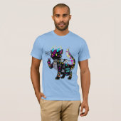 T-shirt fourrure de chat en cyber-néon (Devant entier)