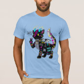 T-shirt fourrure de chat en cyber-néon (Devant)