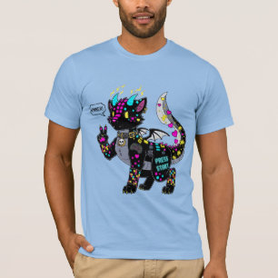 T-shirt fourrure de chat en cyber-néon