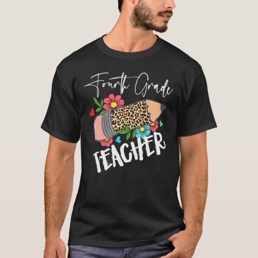 T-shirt Fourth Grade Leopard Pencil 4th Day Of School Teac (Devant)