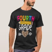 T-shirt Fourth Grade Leopard Pencil First Day School 4th G (Devant)