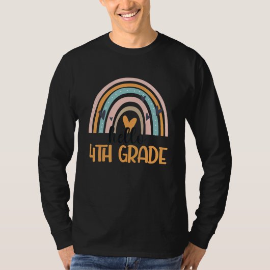 T-shirt Fourth Grade Rainbow Teacher Student Hello 4th Gra (Devant)