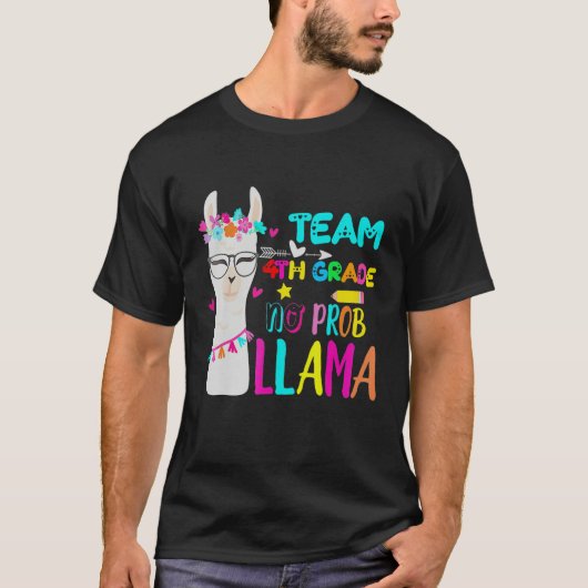 T-shirt Fourth Grade Squad No Prob Llama Team 4th Grade Te (Devant)