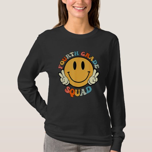 T-shirt Fourth Grade Squad Smile Face Teacher Student Back (Devant)