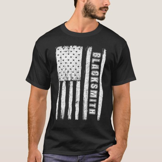 T-shirt Fourth of July for Men American Flag blacksmith (Devant)