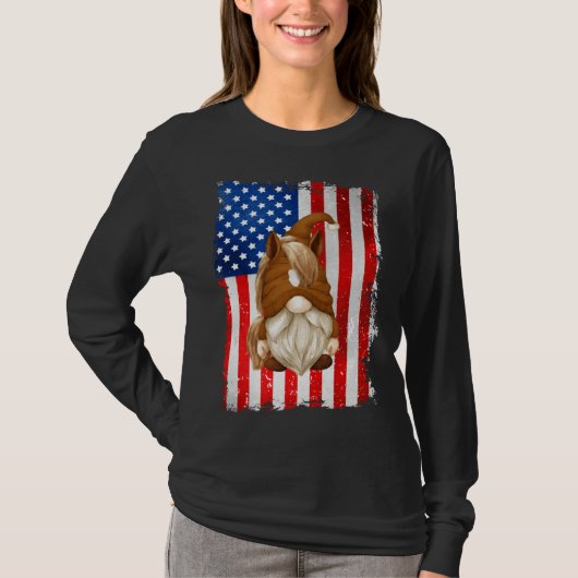 T-shirt Fourth Of July Gnome Graphic Patriotic Horse Ameri (Devant)