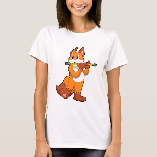 T-shirt Fox à la musique avec Flute.PNG (Devant)
