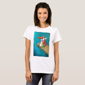 T-shirt Fox amical et poulet mangeant des butées toriques (Devant entier)