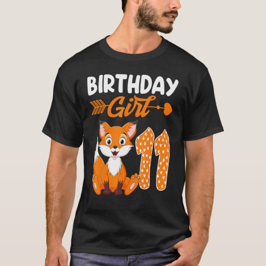 T-shirt Fox animal 11e anniversaire fille Fox B jour 11 an (Devant)