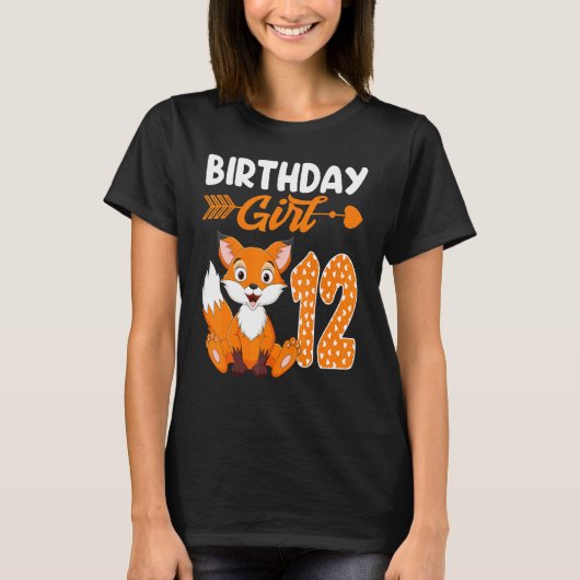 T-shirt Fox animal 12e anniversaire fille Fox B jour 12 an (Devant)