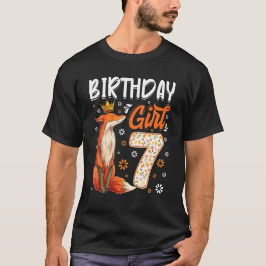 T-shirt Fox Animal 7e anniversaire fille Fox B Jour 7 anné (Devant)