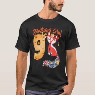 T-shirt Fox animal 9e anniversaire fille Fox B jour 9 anné