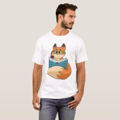 T-shirt Fox as nerd with Book & Glasses (Devant entier)