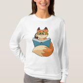 T-shirt Fox as nerd with Book & Glasses (Devant)