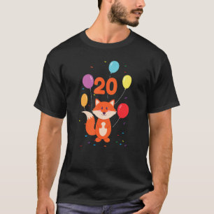 T-shirt Fox Balloons 20e Birthday Party Zoo Animal 20 Yea
