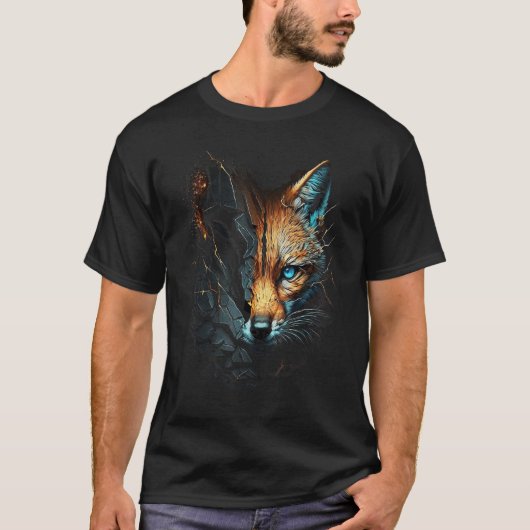 T-shirt Fox Blue Eyes Poster de animal Fox (Devant)
