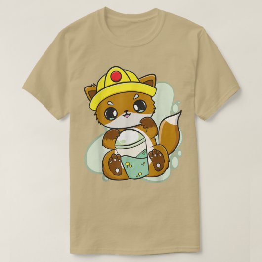 T-shirt Fox Boit Boba Bubble Tea Pour Travailleur De Const (Design devant)