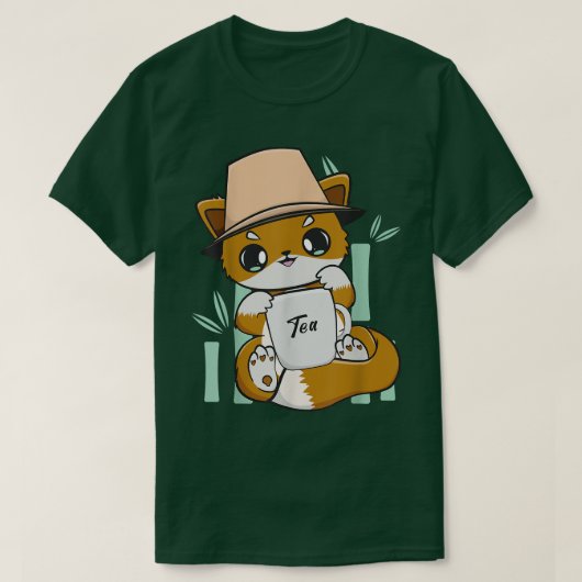 T-shirt Fox Boit Du Lait De Thé De Bulle Avec Boba (Design devant)