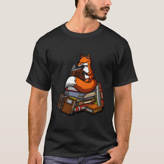 T-shirt Fox Book Reading Nerd Geek Funny Librarian Boys Gi (Devant)