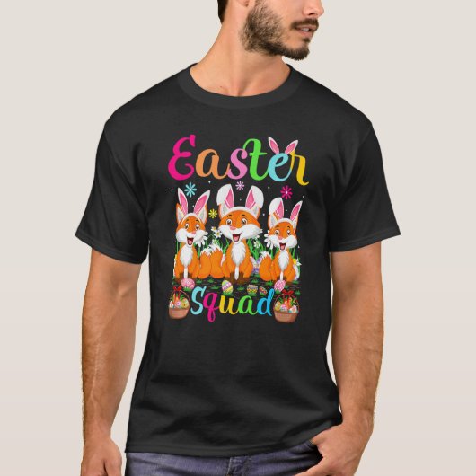 T-shirt Fox Bunny Ear Drôle Easter Squad Fox Joyeux Pâques (Devant)