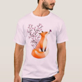 T-shirt Fox Cherry Blossom Cute Rose Fox vêtements (Devant)