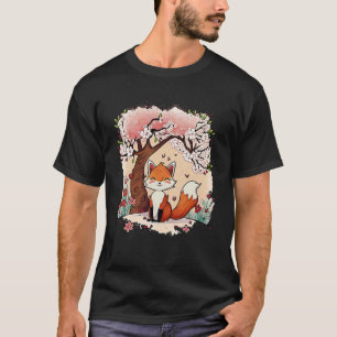 T-shirt Fox Cherry Blossom Japonais esthétique Vaporwave