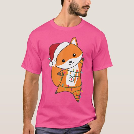 T-shirt Fox Christmas Animaux Fairy Lights Foxes Pour Chri (Devant)