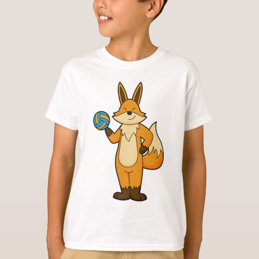 T-shirt Fox comme joueur de volleyball avec volleyball (Devant)