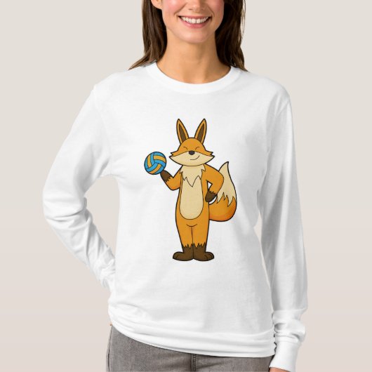 T-shirt Fox comme joueur de volleyball avec volleyball (Devant)