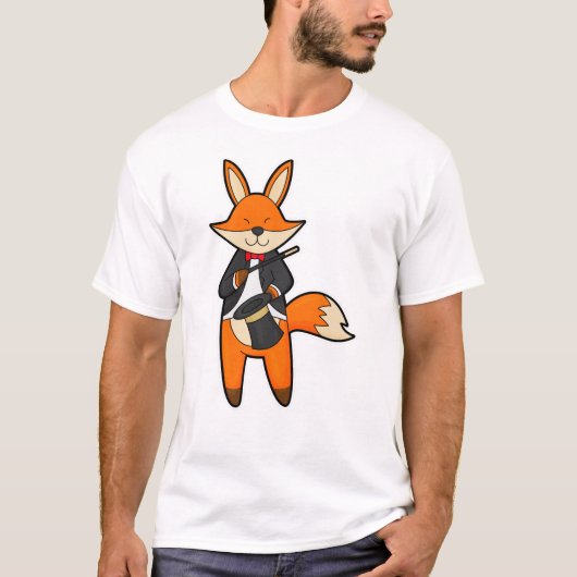 T-shirt Fox comme Magicien avec baguette magique et Casque (Devant)