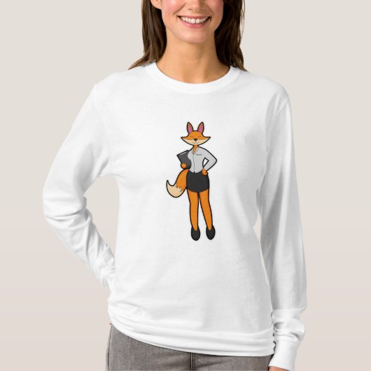 T-shirt Fox comme secrétaire avec Bloc-notes (Devant)
