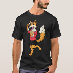T-shirt Fox comme secrétaire avec lunettes et bloc-notes
