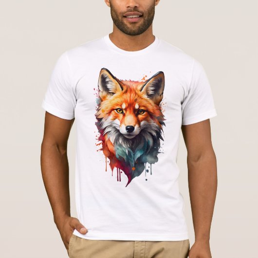 T-shirt Fox couleur d'aquarelle vive - Gras et sau (Devant)