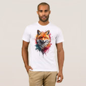 T-shirt Fox couleur d'aquarelle vive - Gras et sau (Devant entier)